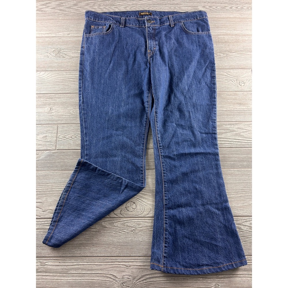 Run & Fly Mens Blue Denim Bell Bottom Flare Jeans Size 40 Retro Made in UK 883